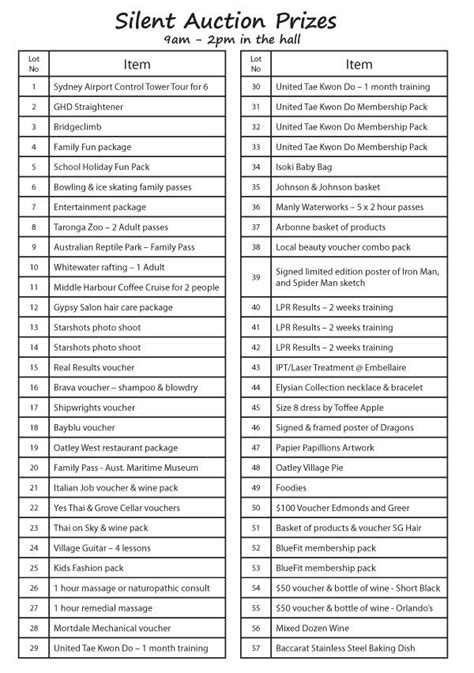 best charity auction items|The Ultimate List of 100+ Silent Auction Item Ideas .